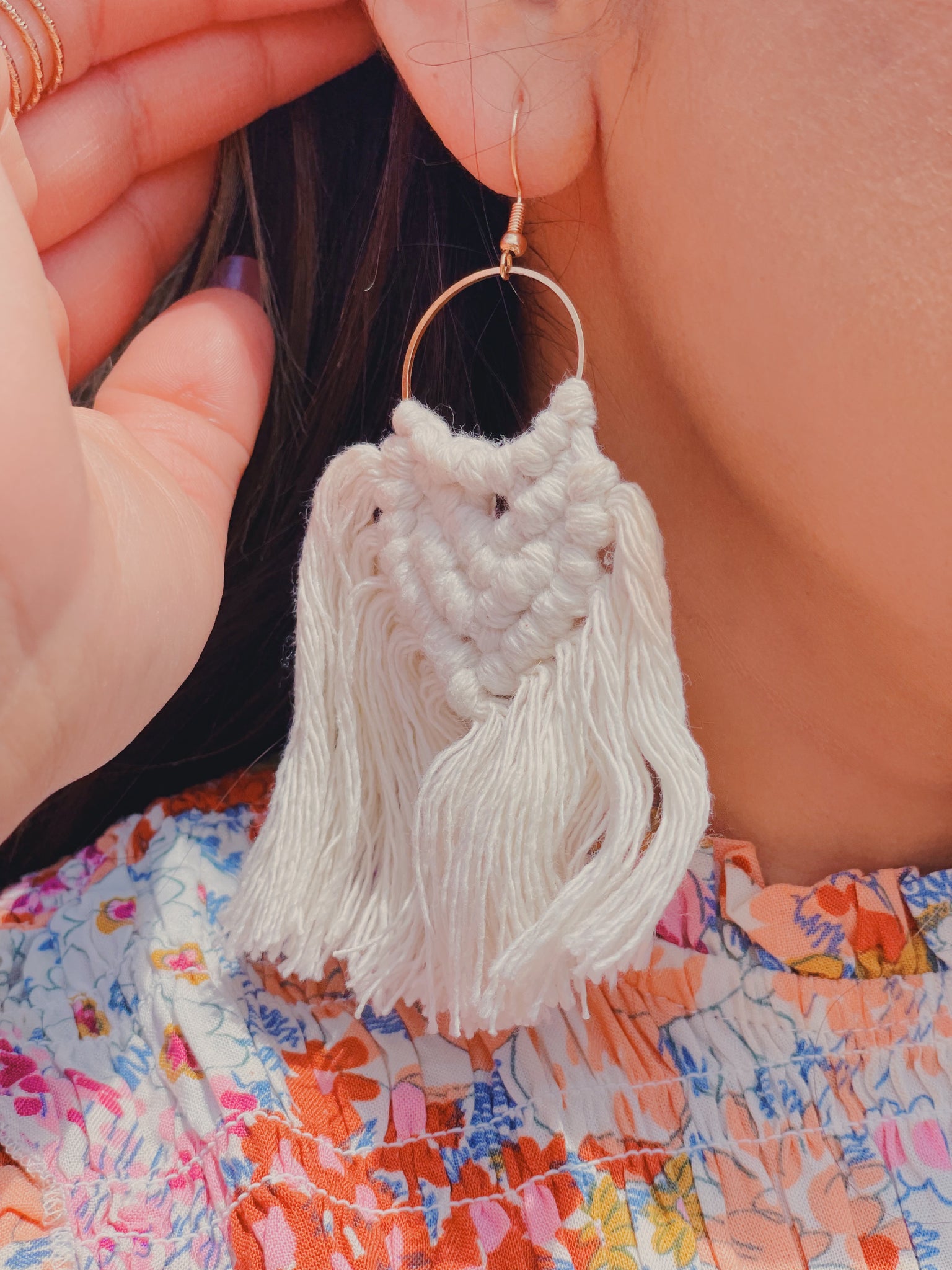 Macrame on sale tassel earrings