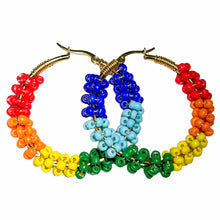 Load image into Gallery viewer, PRIDE beaded hoop earrings
