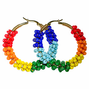 PRIDE beaded hoop earrings